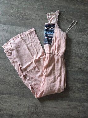 Altar'd State Light Pink Boho Wide-Leg Jumpsuit.